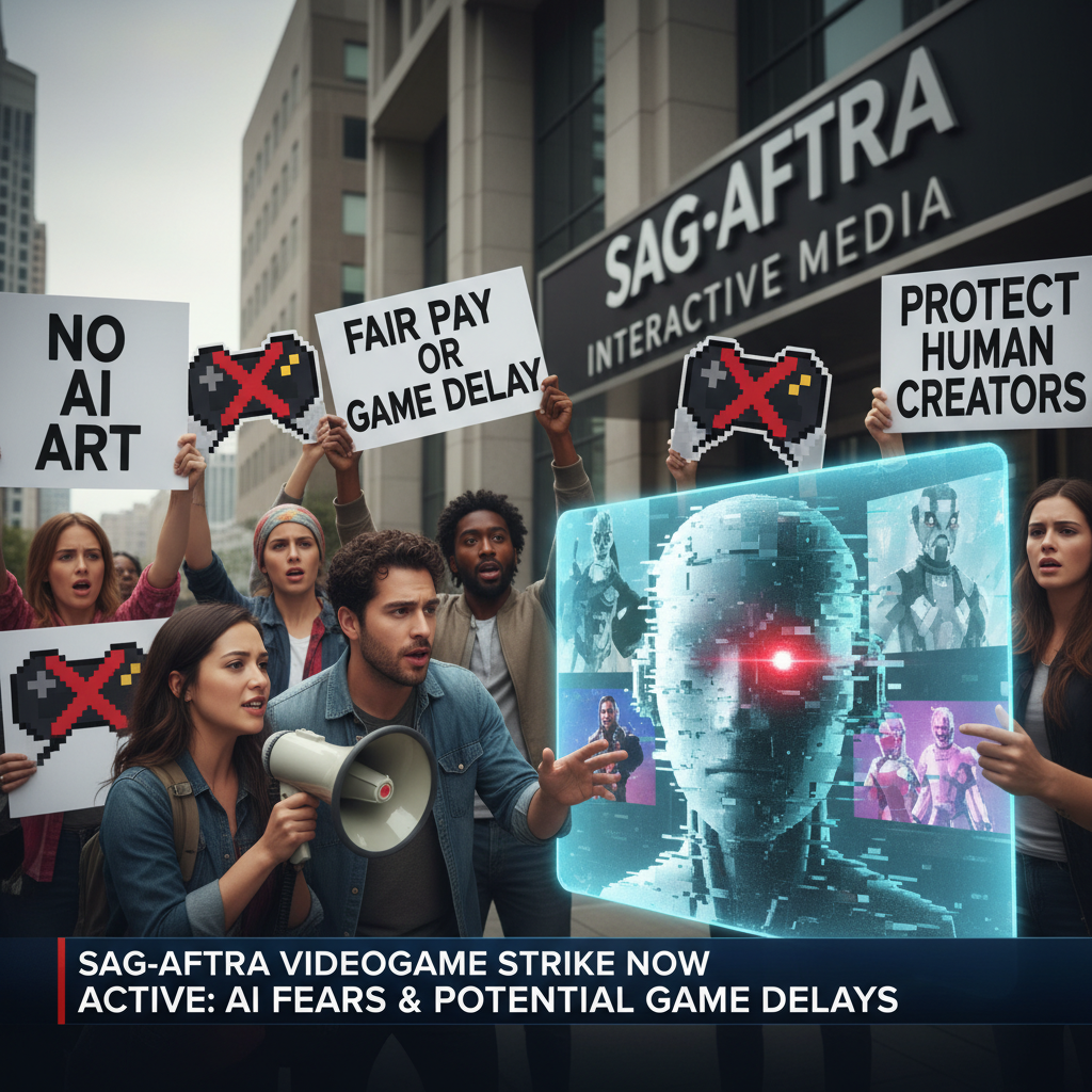 SAG-AFTRA Videogame Strike Now in Effect Due to AI Concerns, Potentially Leading to Game Delays.